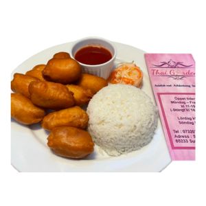 Friterad fläskytterfilé med sötsur sås, Thai Garden Sundsvall.