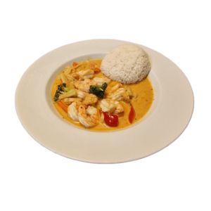 Tigerräkor med röd curry från restaurang Thai Garden, Sundsvall.